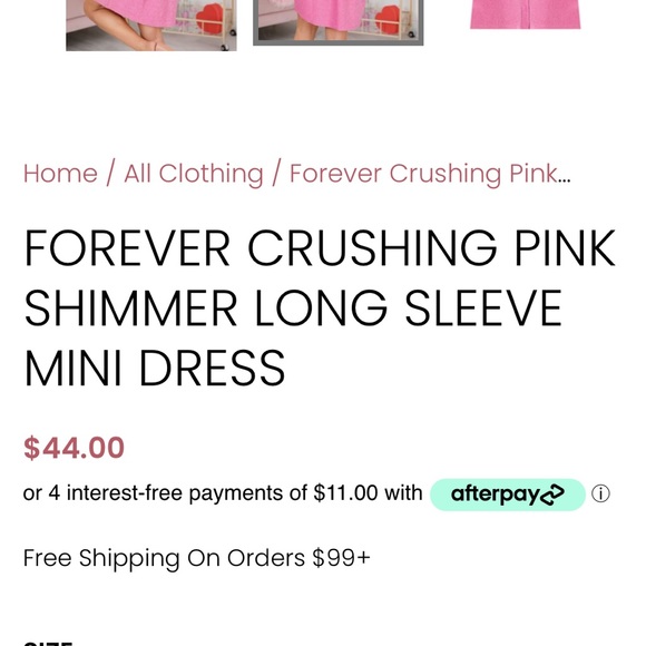 Pink Lily XS Forever Crushing Pink Shimmer Long Sleeve Mini Dress - Picture 4 of 5